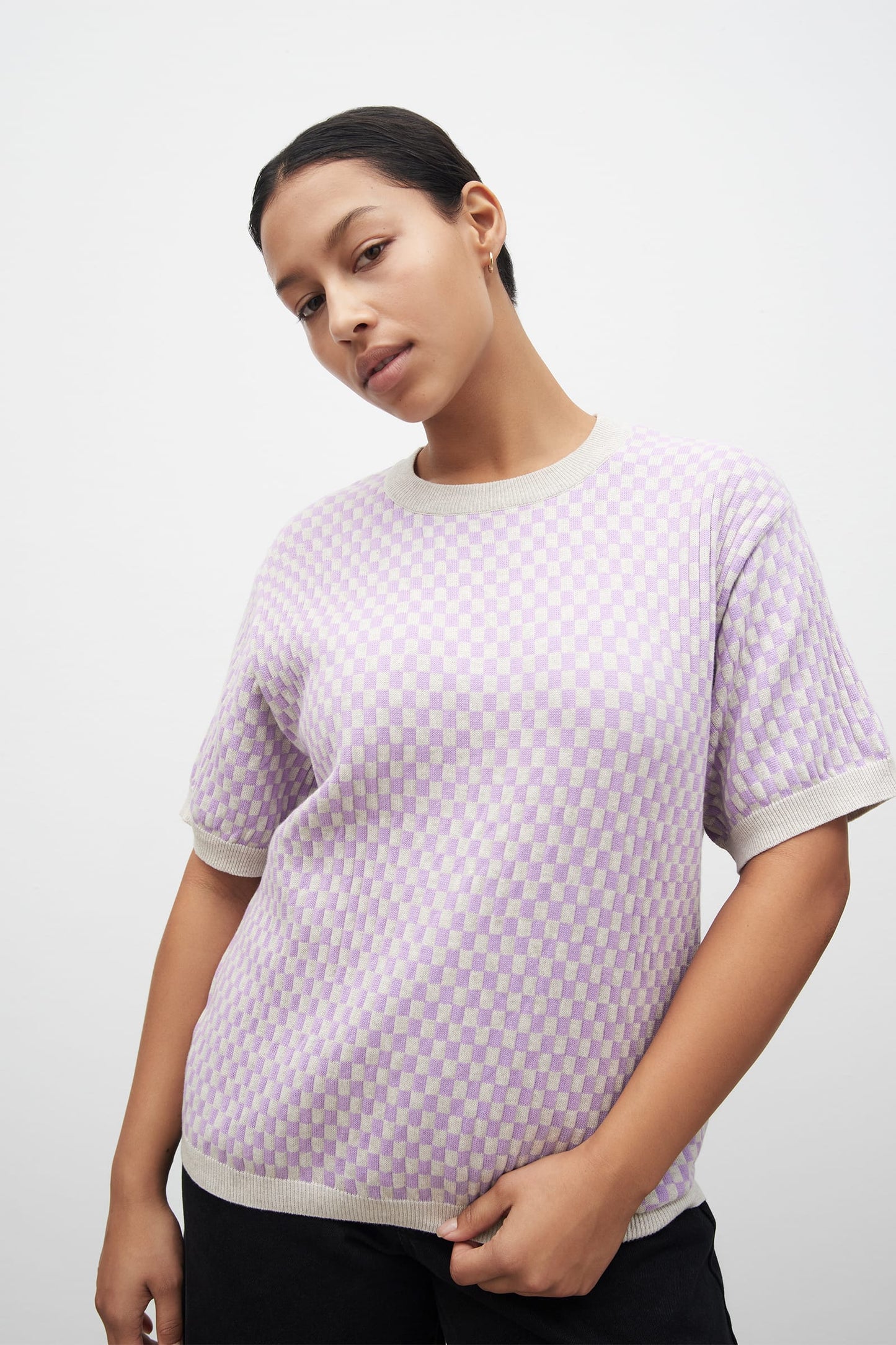 Checkerboard Knit Tee