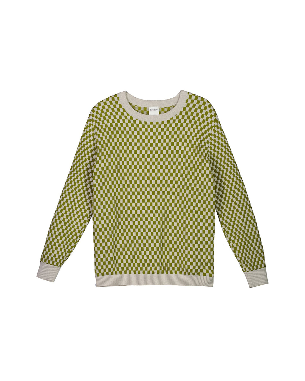 Checkerboard Knit Crew