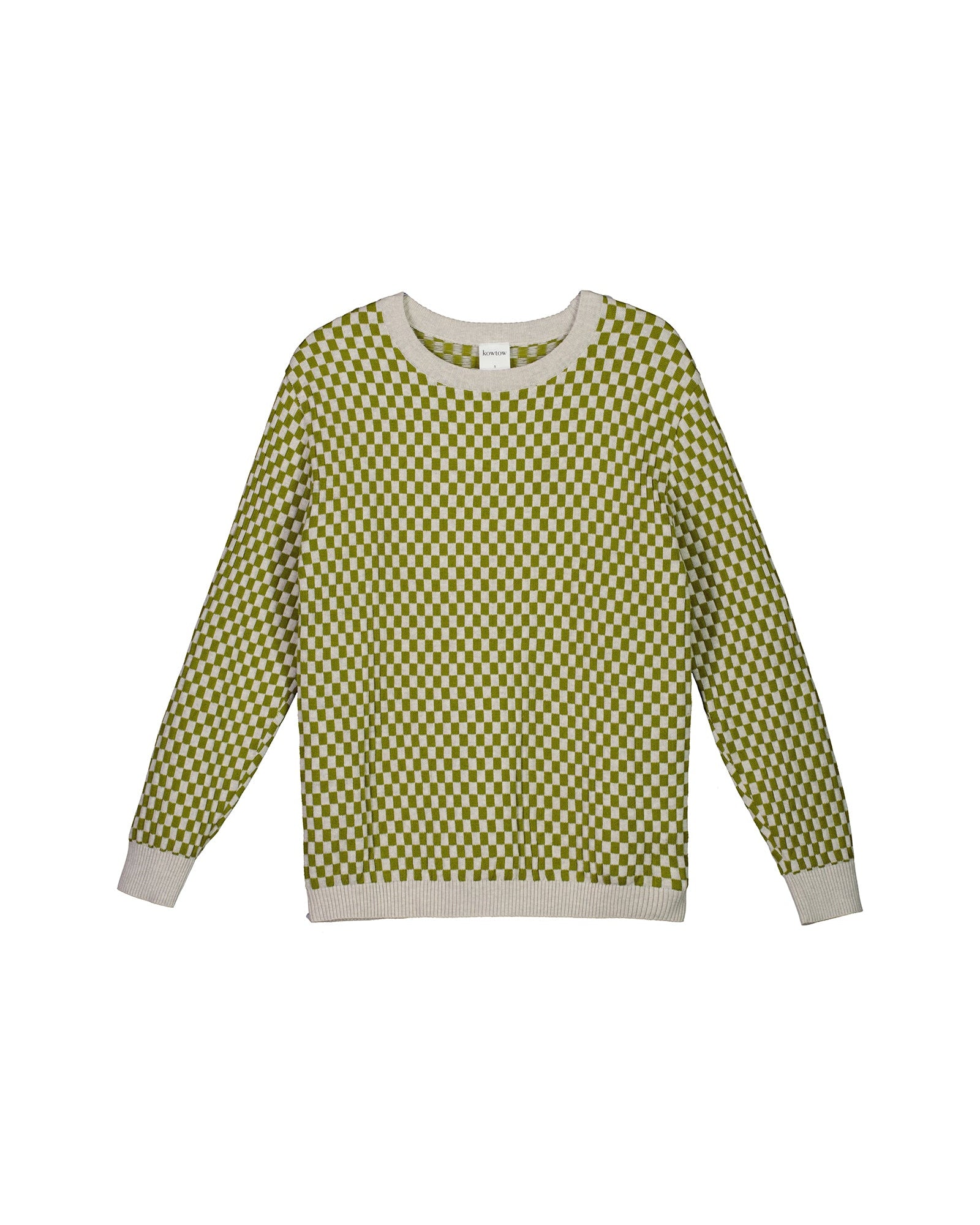 Checkerboard Knit Crew