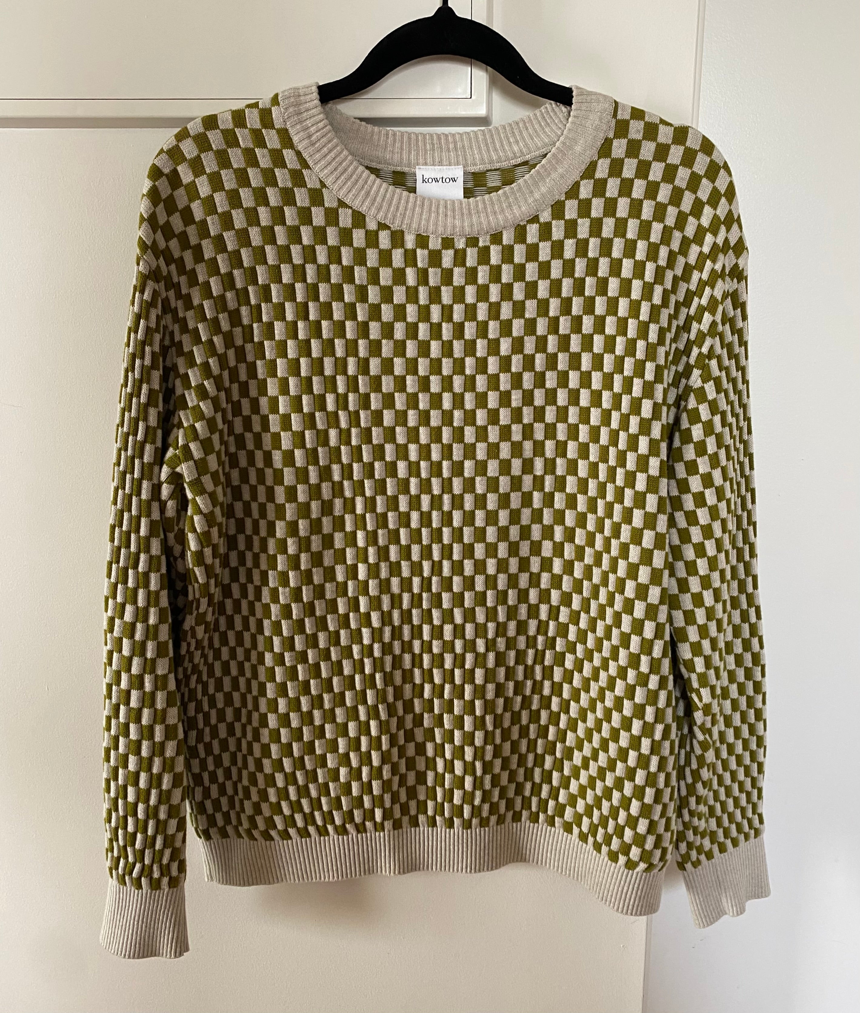 Checkerboard Knit Crew
