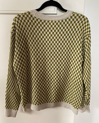 Checkerboard Knit Crew