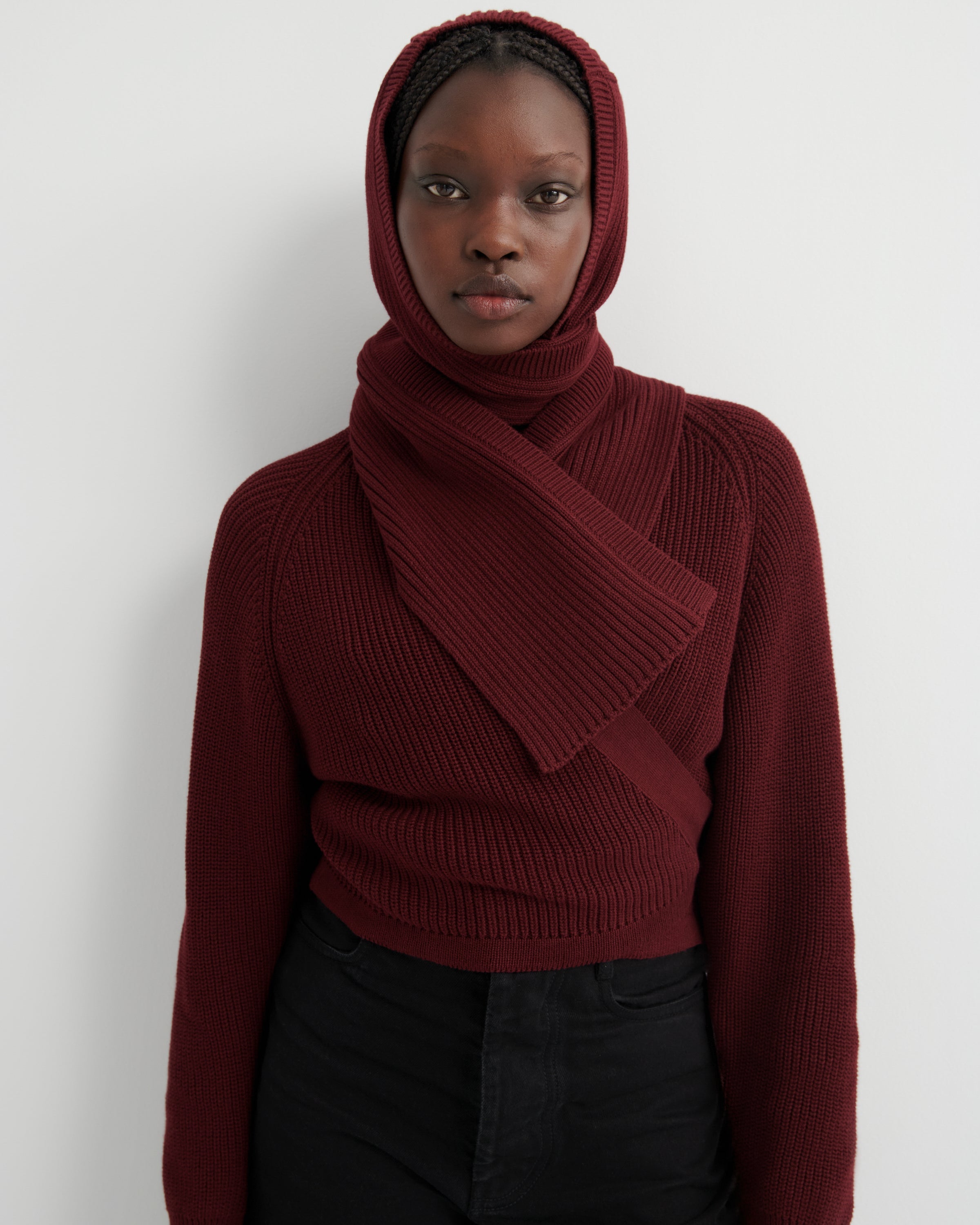 Shop Hood Scarf - Maroon | Kowtow Clothing | Kowtow Australia