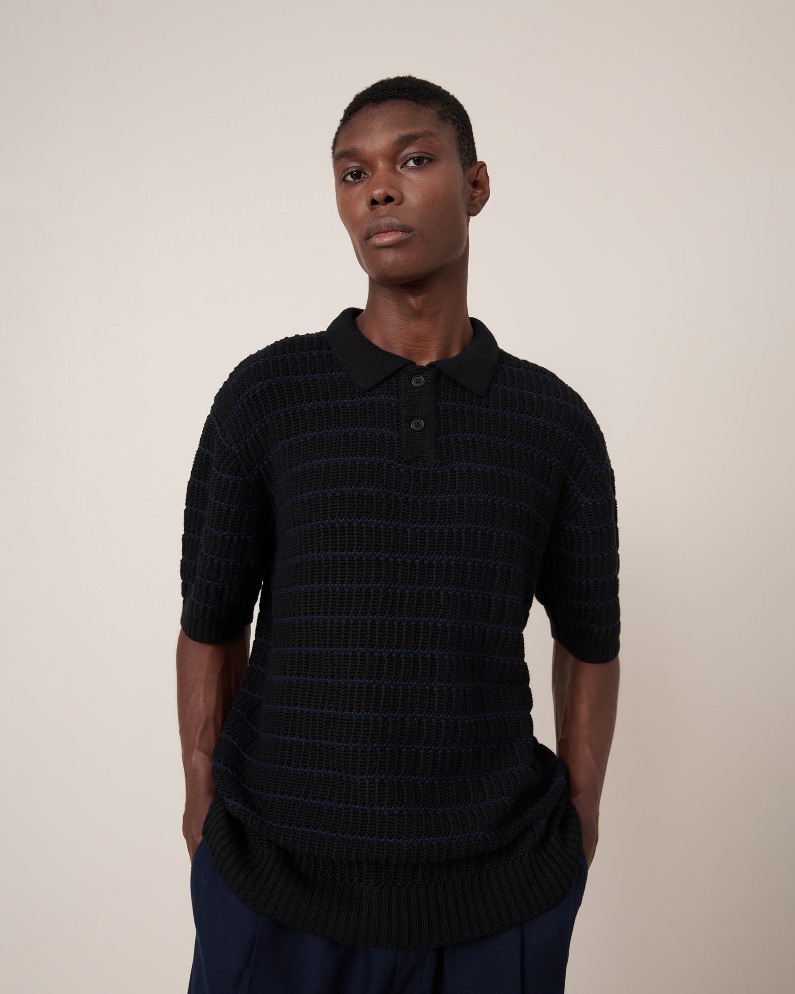 トップス tdk_void polo Shop Midnight Polo - Black Navy | Kowtow Clothing | Kowtow Australia