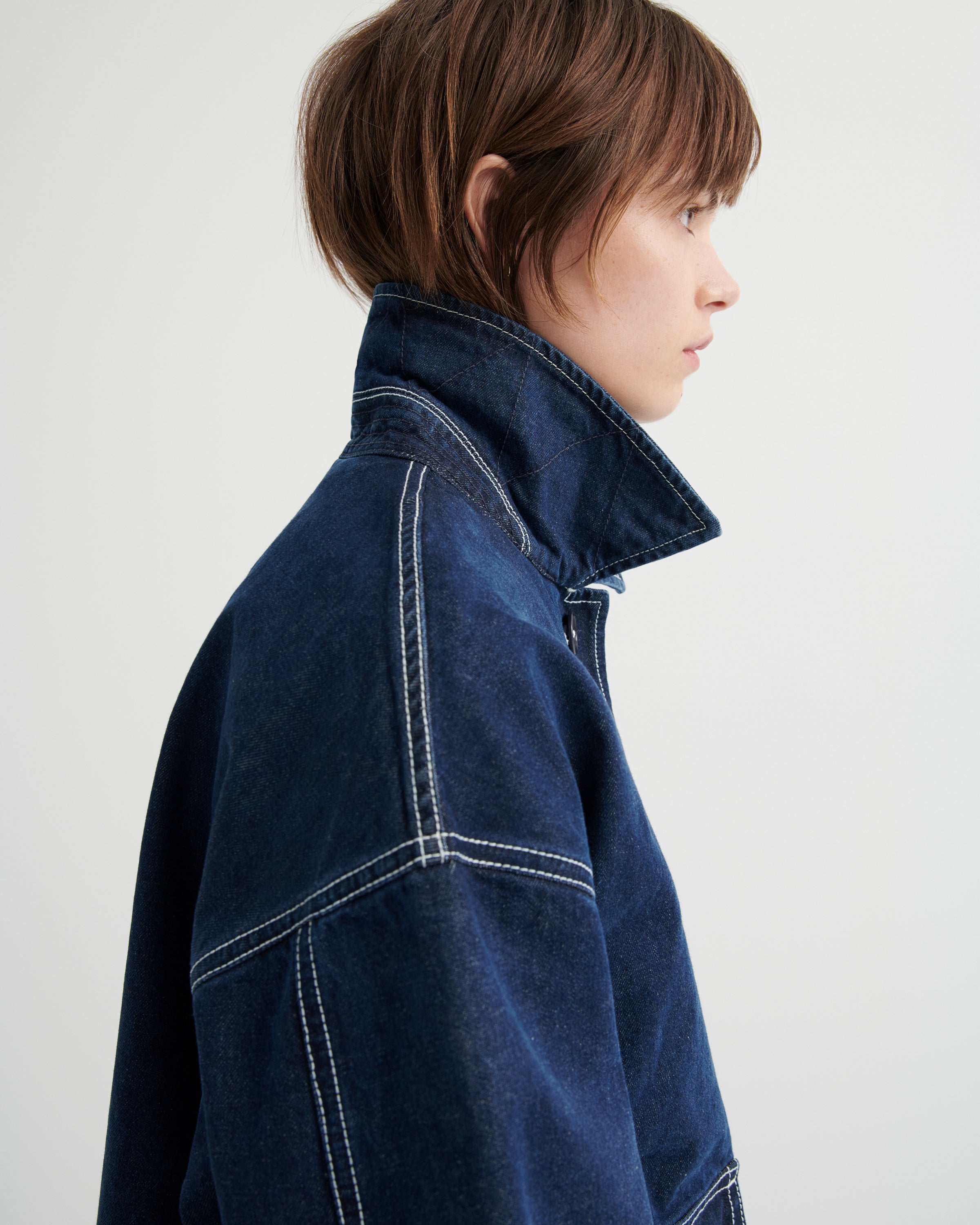 Shop Portrait Jacket - Indigo Denim | Kowtow Clothing | Kowtow