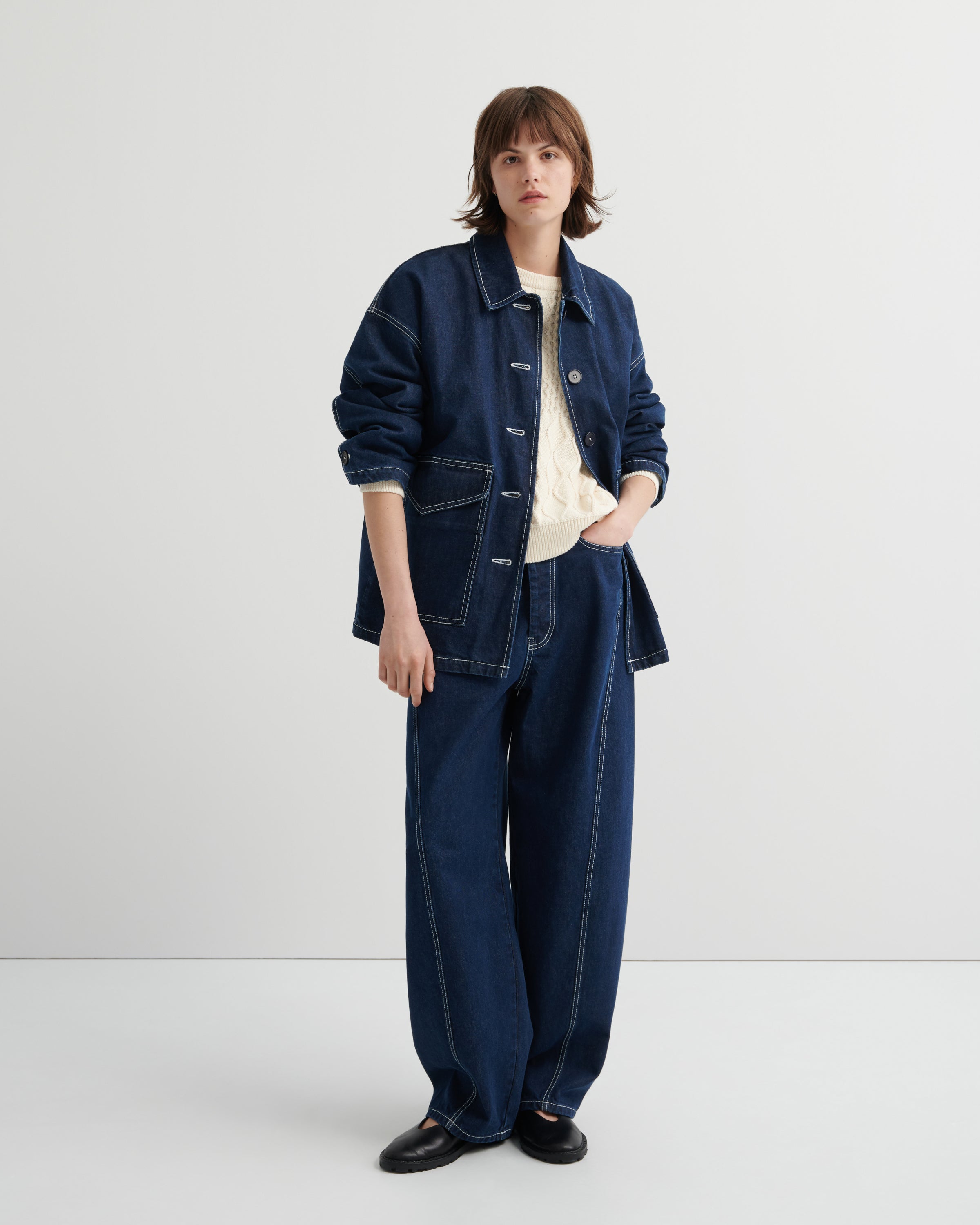 Shop Portrait Jacket - Indigo Denim | Kowtow Clothing | Kowtow