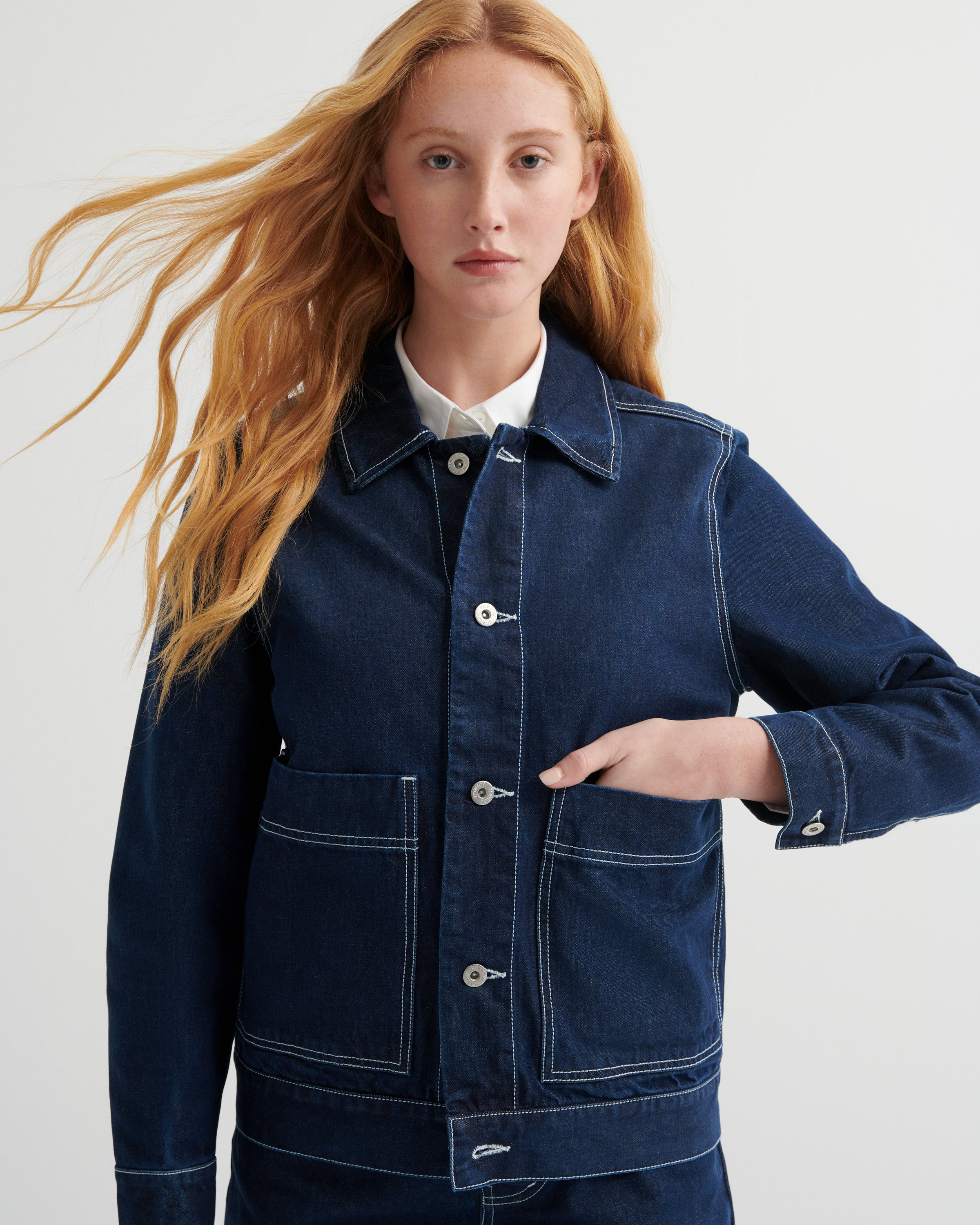 Shop Worker Jacket - Indigo Denim | Kowtow Clothing | Kowtow Australia