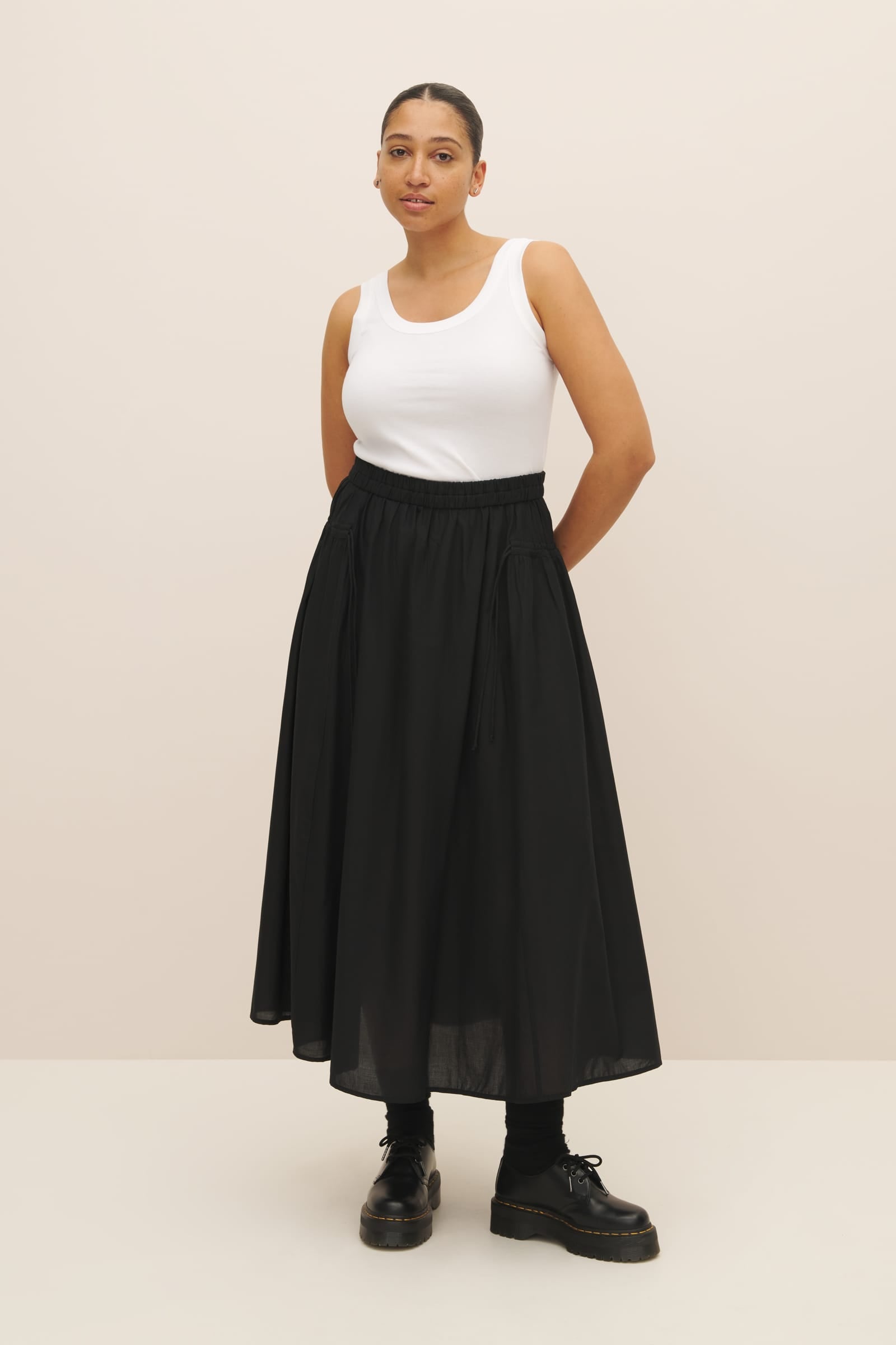 ESSE Classico Midi Skirt in Crema | The New Trend