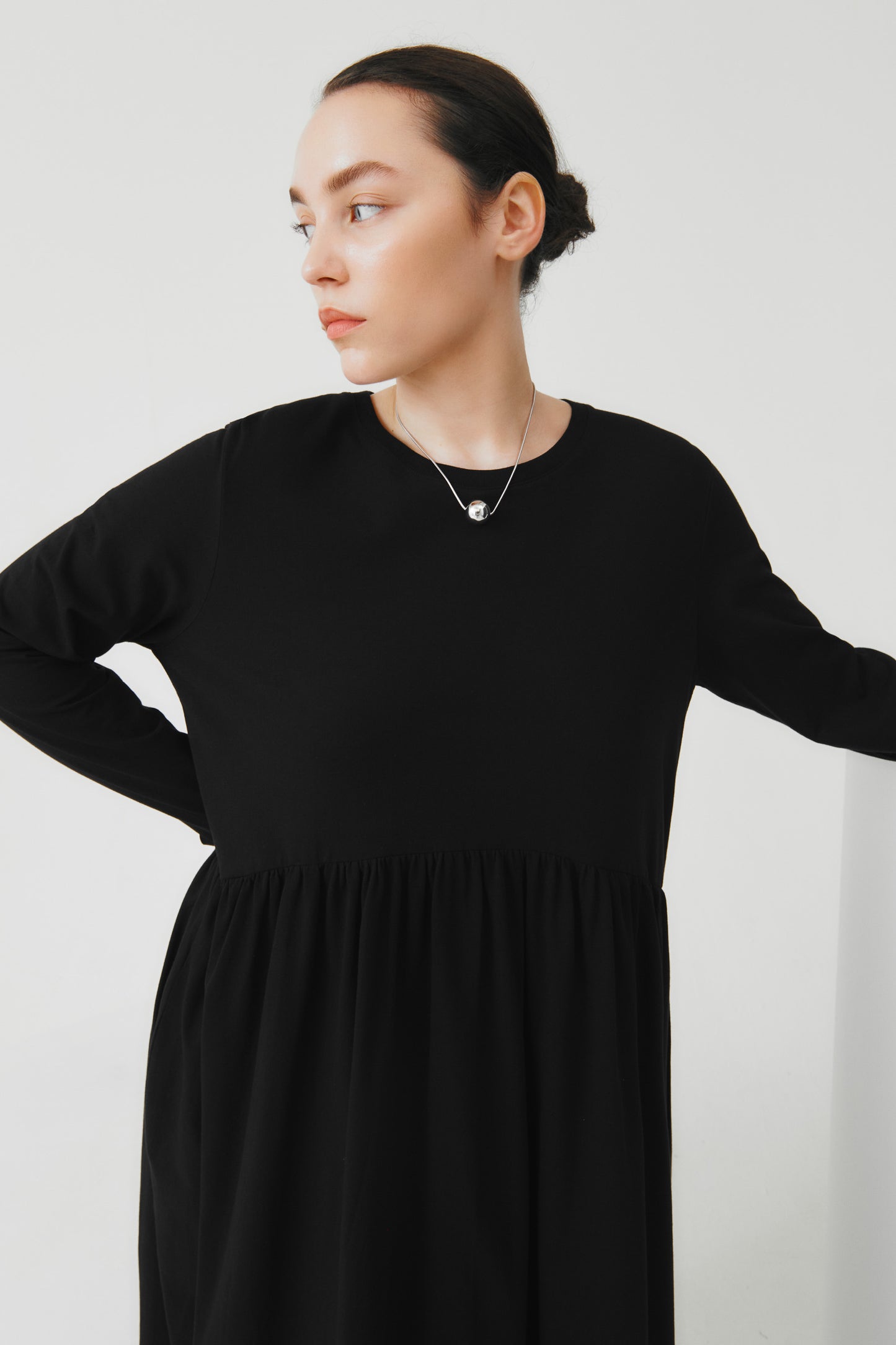 Long Sleeve Gather Dress