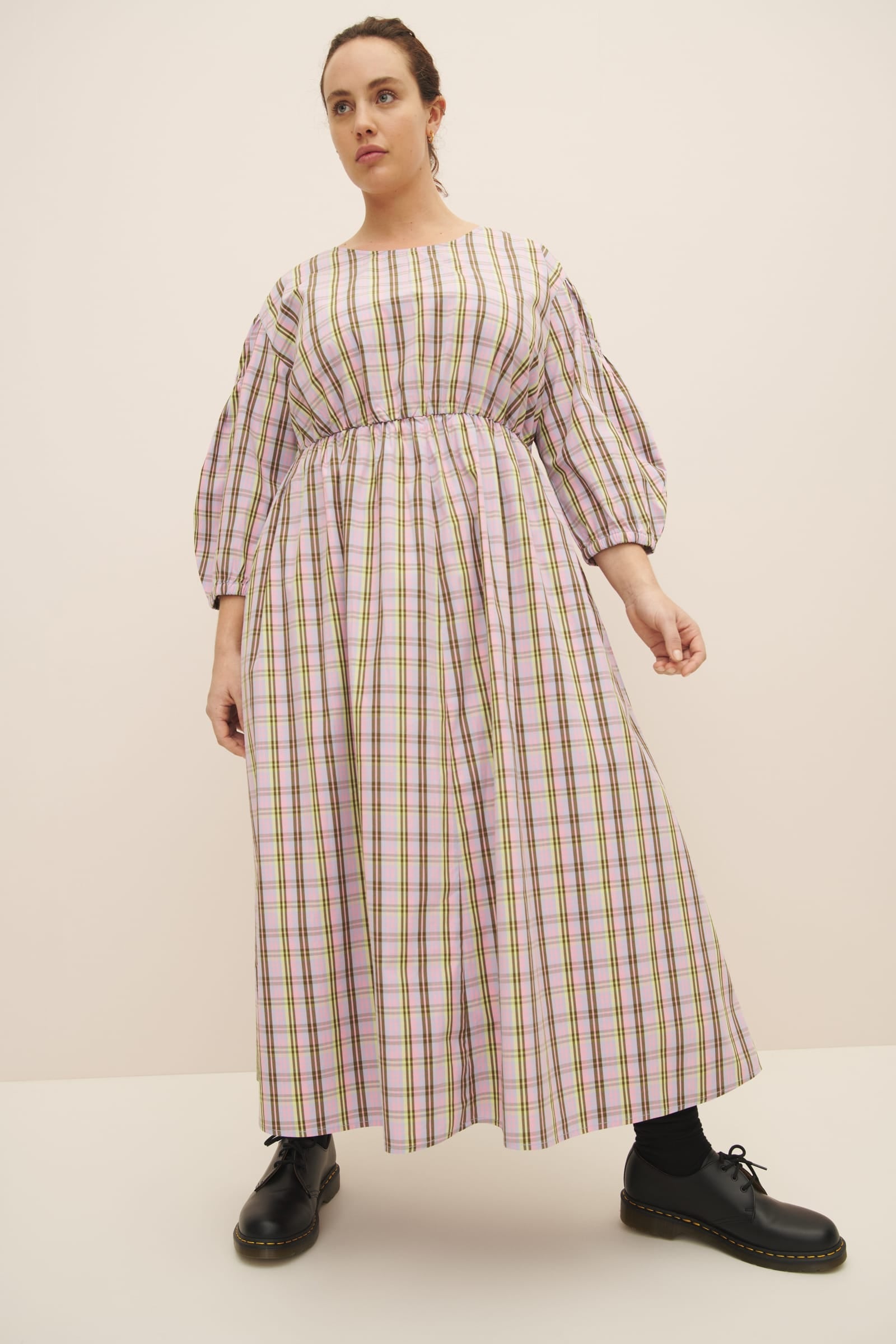 Shop Melody Dress Pink Tartan Kowtow Clothing Kowtow Australia