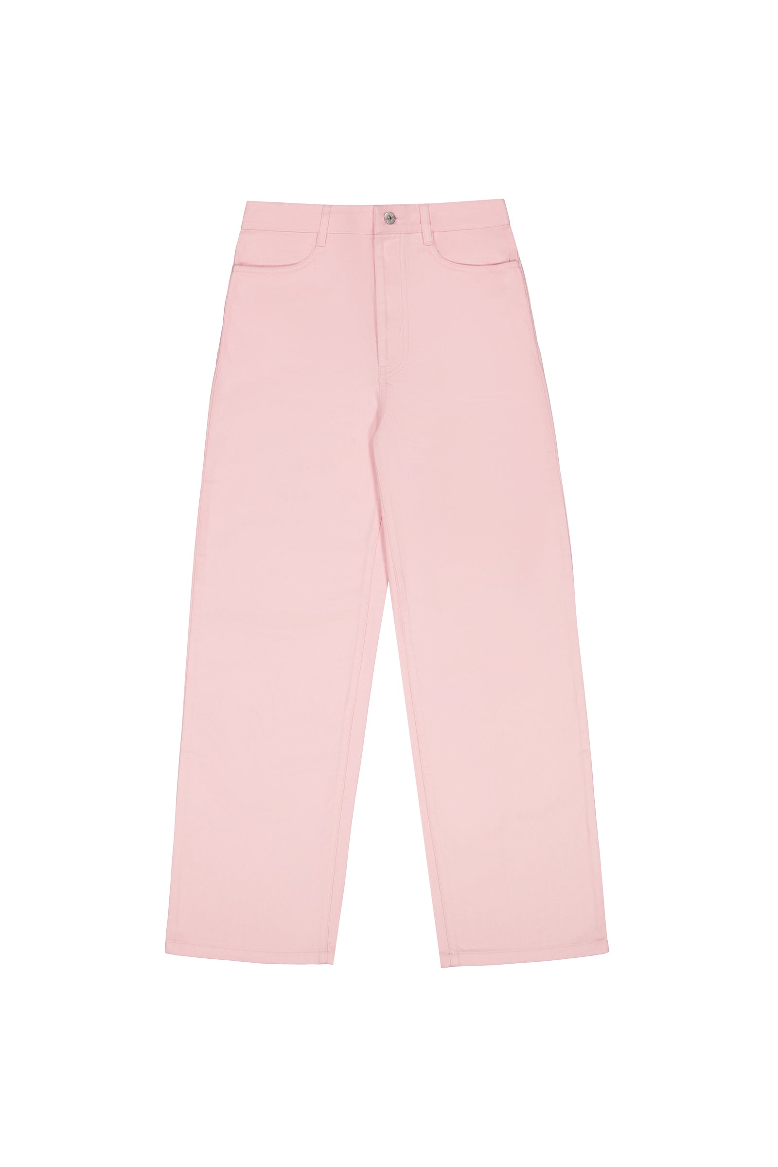 Straight Leg Jeans - Light Pink Denim, High-Rise Fit