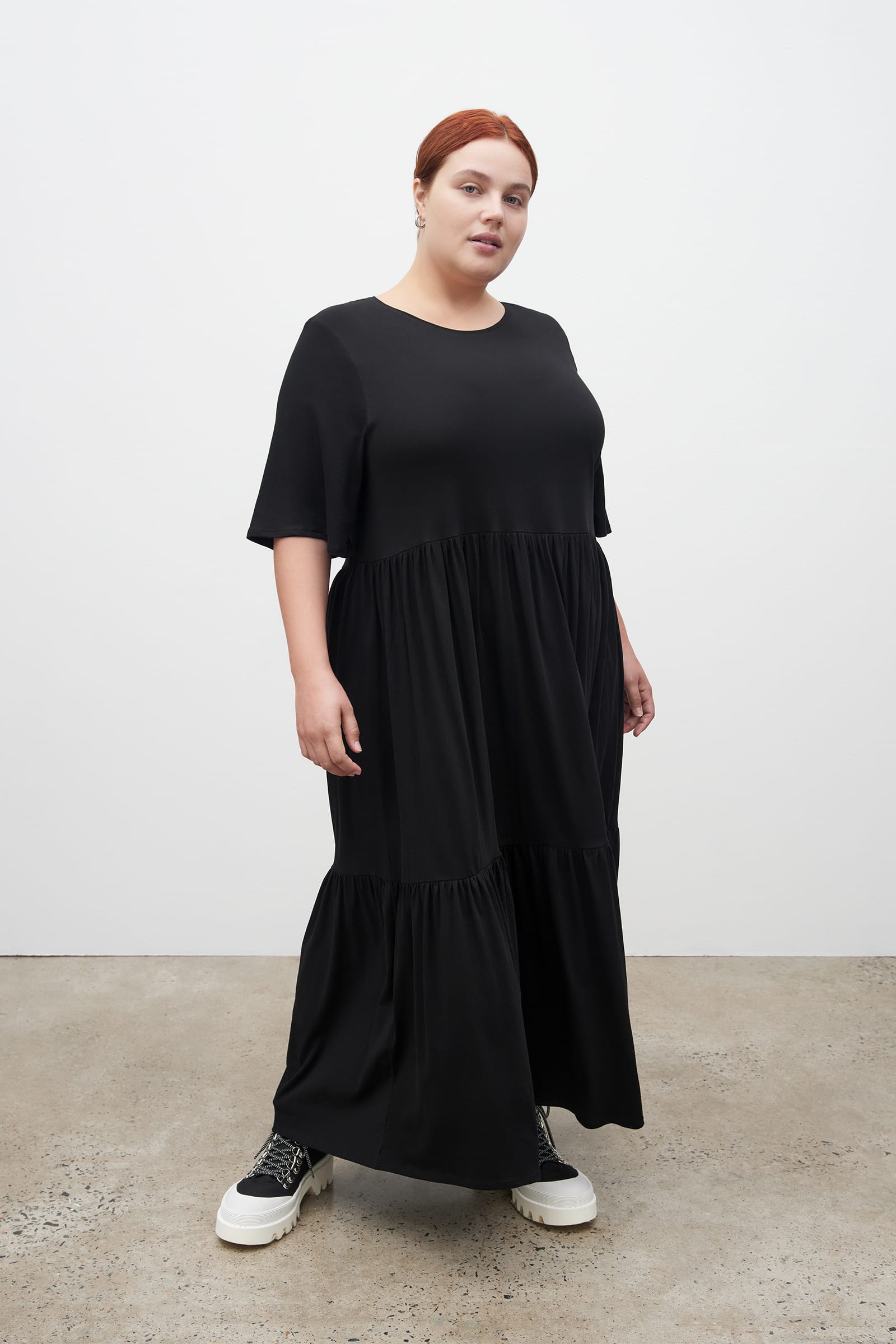 Black tiered outlet gown